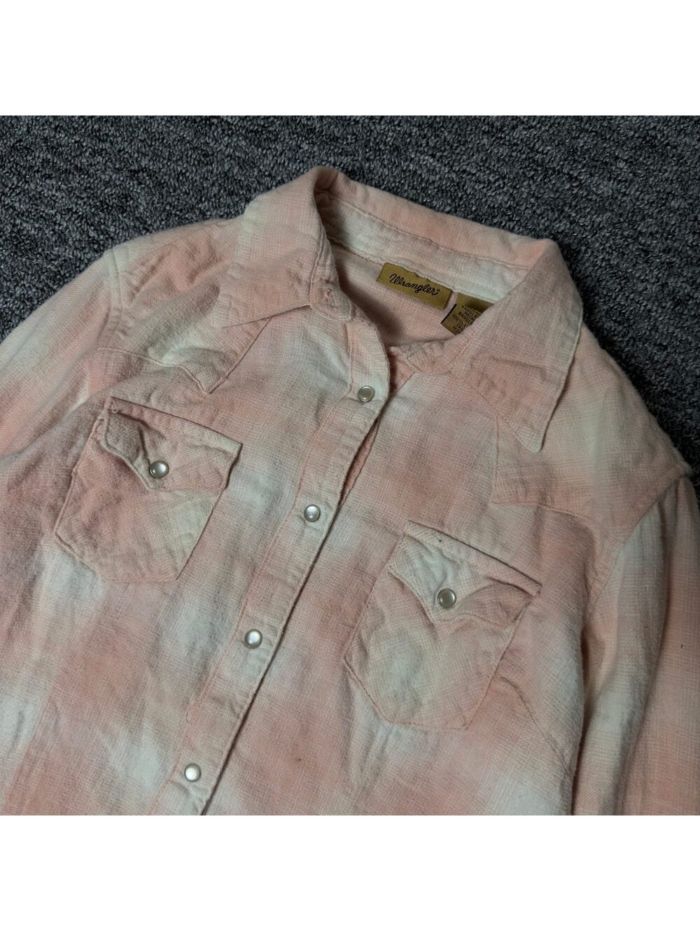 Wrangler Western Pearl Snap Shirt Womens S Pink Plaid Boho